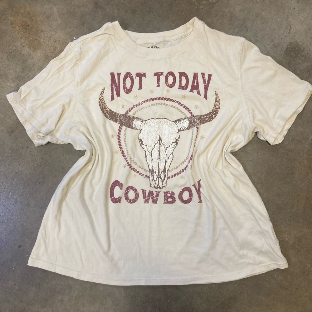 IDYLLWIND “Not Today Cowboy”Graphic Print Cotton Ivory Women's Western T-Shirt L